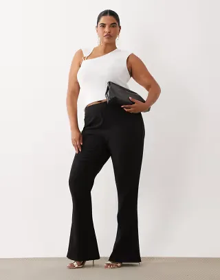 ASOS LUXE Curve tailored flared pants in black