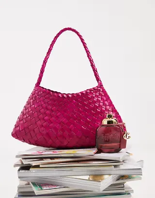 Dragon Diffusion Rosanna woven leather shoulder bag in fuchsia pink
