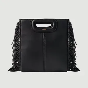 New Fashion Maje Shoulder Black PU Soft Crossbody Bag Large Capacity Retro Women's Handbag