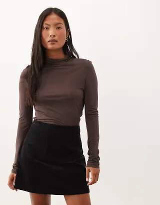 Nobody's Child Petite Russell pocket detail mini skirt in black