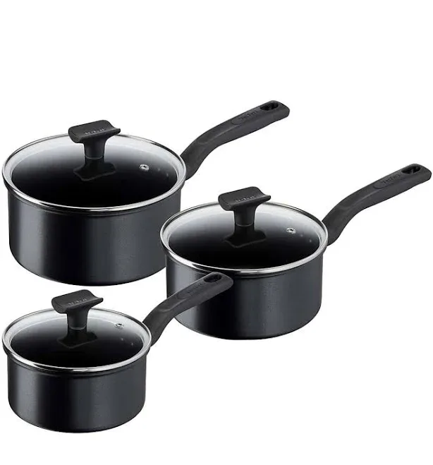Tefal Total Non-Stick 3 Piece Pan Set, Black
