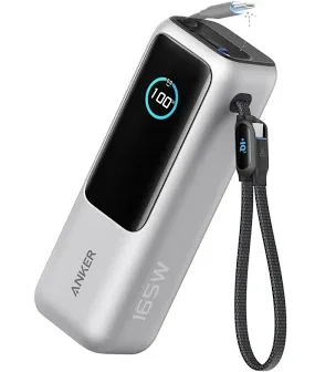 Anker 25000 mAh 165W Multiport Power Bank with Built-in Retractable Cable