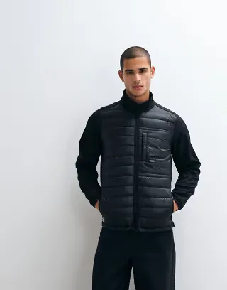 BLEND contrast sleeve padded jacket in black