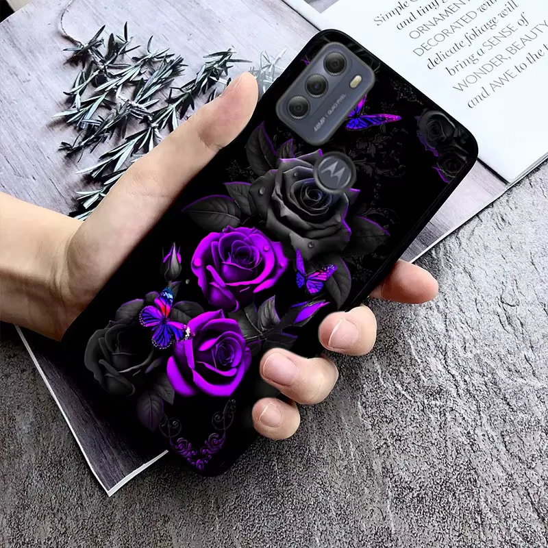 Purple Rose Case For Motorola Moto G Stylus 5G G Play G35 G45 G54 G24 G86 G04S E13 E14 E32 E32S