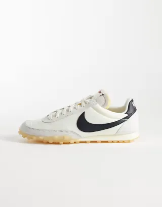 Nike Waffle Racer sneakers in off white and black