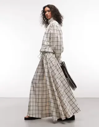 ASOS DESIGN volume maxi skirt in plaid - part of a set