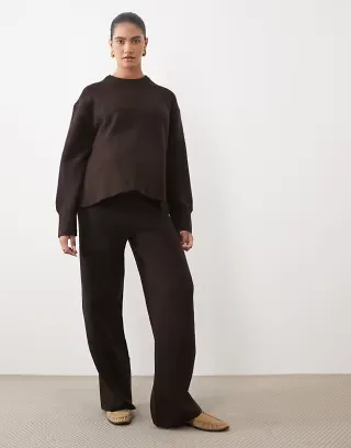ASOS DESIGN Maternity wide leg pants in chocolate - part of a set