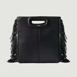 New Fashion Maje Shoulder Black PU Soft Crossbody Bag Large Capacity Retro Women's Handbag