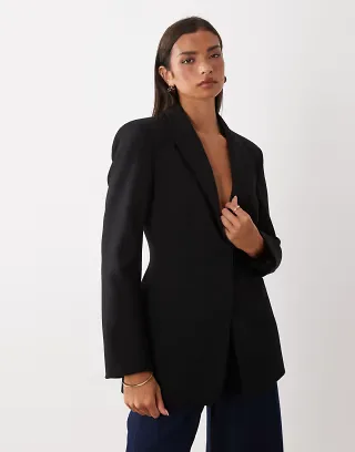 ASOS DESIGN tailored cinch waist blazer in black