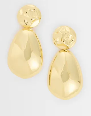 Topshop Faye stud drop earrings in gold