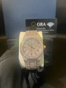 Popcorn Ch2 Moissanite Mechanical Automatic Watch - 36mm Rectangle Dial, Iced-Out Rhinestone Bezel, Tibetan Silver Stain