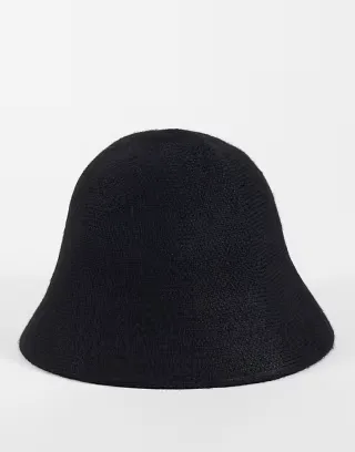 My Accessories wool mix cloche bucket hat in black
