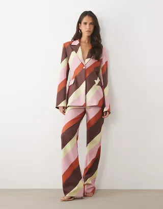 ASOS LUXE set tailored blazer and suit pants in bold striped print