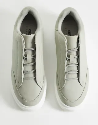 ASOS DESIGN lace up sneakers with concealed lace in gray