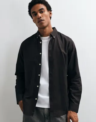 Threadbare 100% cotton oxford shirt in black