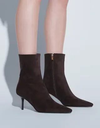 Simmi London Ember pointed ankle boots in brown suedette