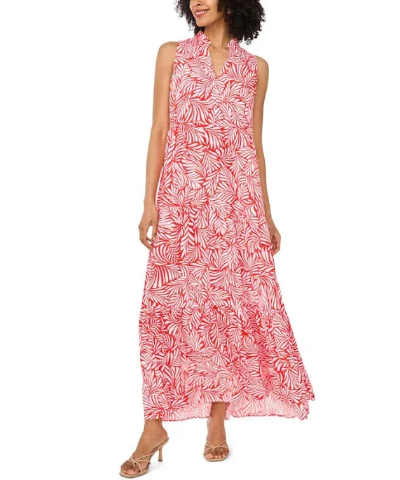 Vince Camuto Women's V-Neck Sleeveless Printed Maxi Dress