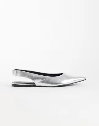 SEQWL Scar sling back pointed ballet flats in silver