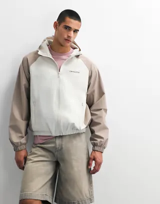 Cernucci nylon windbreaker with contrast panels in beige and off-white