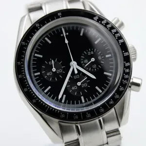 O1 Quartz Chronograph Mens Watch - Stainless Steel Case with Fold Clasp - Speed Moon Design