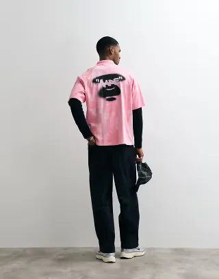 Aape by A Bathing Ape logo sports jersey in light pink
