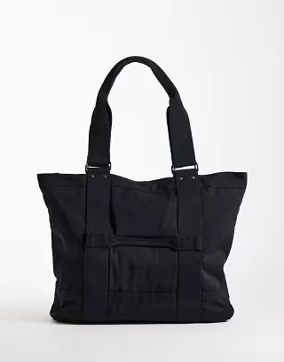 Weekday large nylon tote bag in black
