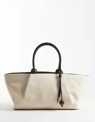 Mango large structured slouch shoulder bag in black