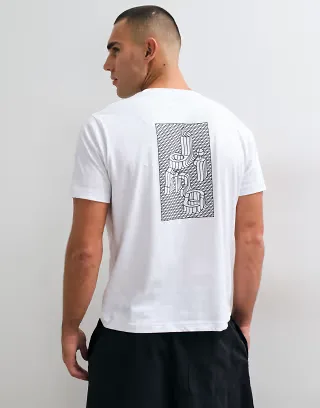 Dime grid back print regular fit t-shirt in white