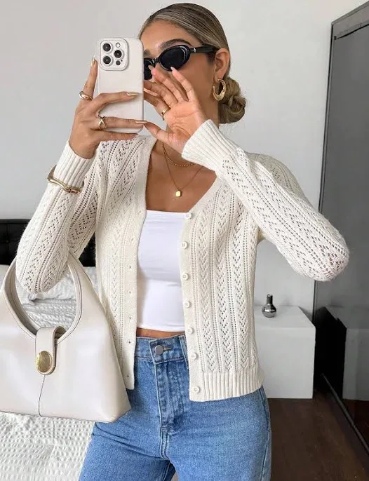 Women's Solid Color Simple Long Sleeve Cardigan