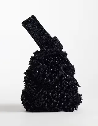 ASOS DESING loop through embellished clutch bag in black