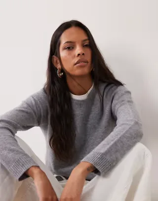 ASOS DESIGN basics crew neck sweater in gray