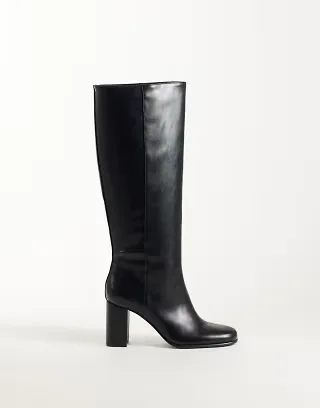 Mango heeled knee high boot in black