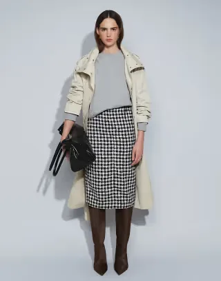 ASOS DESIGN tailored bouclé pencil skirt in black and white houndstooth