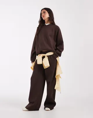 ASOS DESIGN brushback sweats mix & match in brown