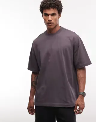 4505 Icon heavyweight cotton oversized t-shirt with quick dry finish in washed storm gray