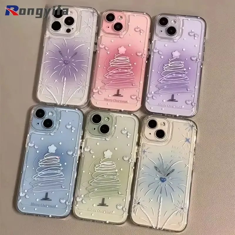 For Nothing Phone 3 3A Pro 2 2A Plus 1 CMF 1 5G 4G Phone Case Gradient Color Christmas Tree Soft Cover