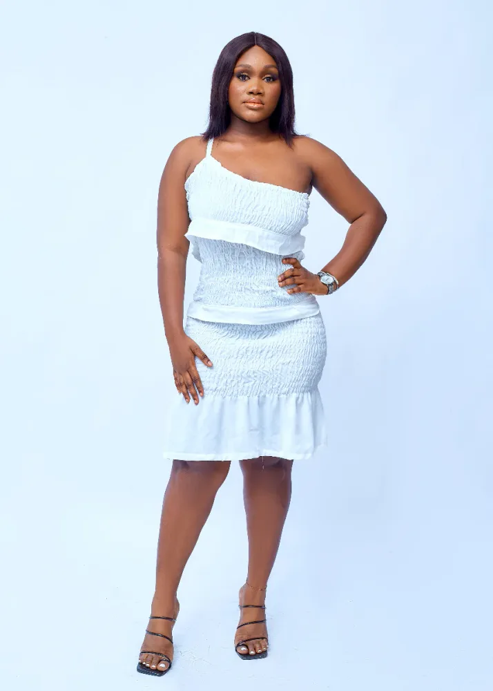 ELASTIC ONE STRAP FRILL DRESS