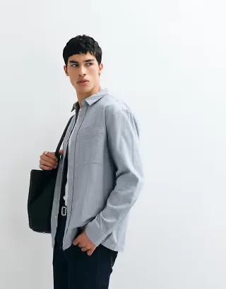 ASOS DESIGN overshirt with chest pockets in blue
