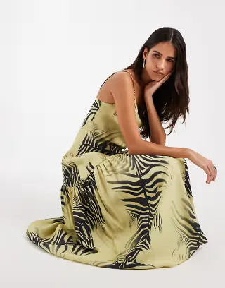 ASOS DESIGN cami asymmetric skirt maxi dress