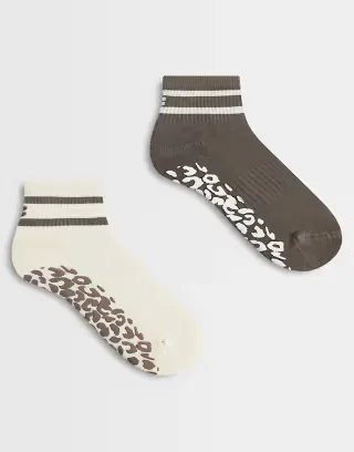 Sweaty Betty 2 pack animal print Pilates mini crew socks