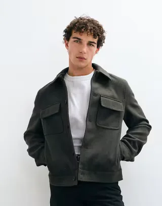 Mango shacket in dark green
