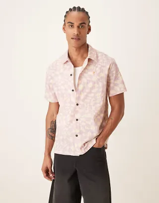 Farah Angelo short sleeve abstract print shirt in pink