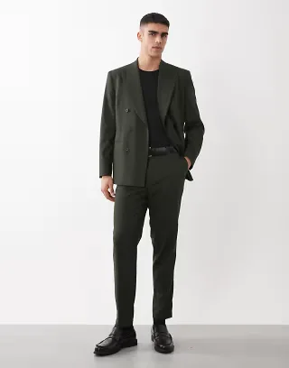ASOS DESIGN tapered suit pants in dark green