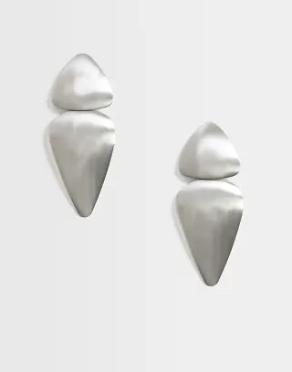 Topshop Elliot statement stud earring in silver brushed