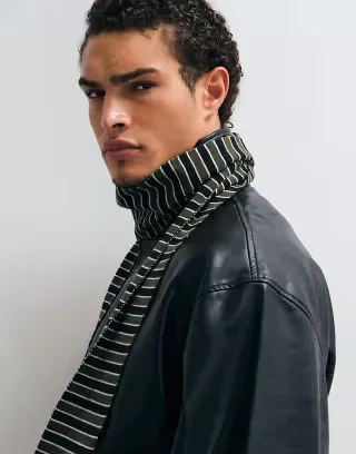 ASOS DESIGN stripe super skinny scarf in gray