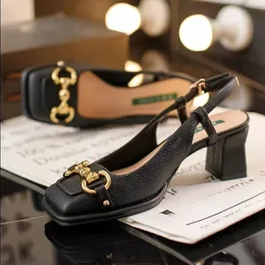 Claw Womens Mary Jane Sandals - Mid Heel Casual Thick Heel Flat Summer Shoes, Black Green