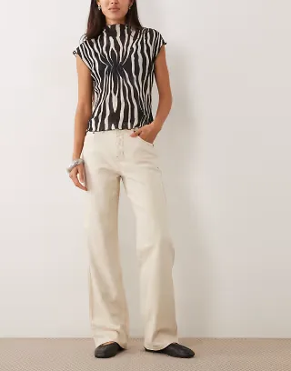 ASOS DESIGN comfort stretch straight leg jean in ecru