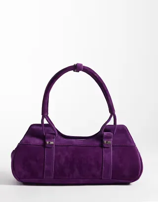 Laagam jane suede shoulder bag in aubergine purple