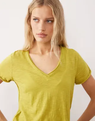 Free People v-neck take 2 t-shirt in warm olive