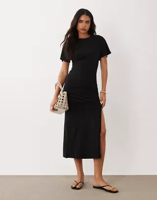 Cotton On twist tee midi dress in black